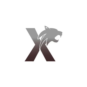 Letter X with panther head icon logo vector
