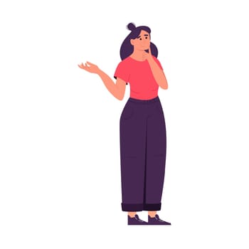 Thinking woman. Problem solving concept. Flat vector illustration