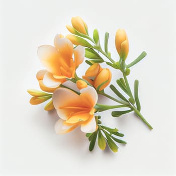 Top view a Freesia flower isolated on a white background, suitable for use on Valentine's Day cards