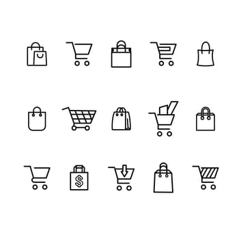 Set of shopping cart icons. Collection of web icons for online store, from various cart icons in various shapes.