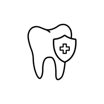 Dental Care icon. Dental Shield Tooth Protection. Healthy teeth and shield, anti-caries and protection bacteria.