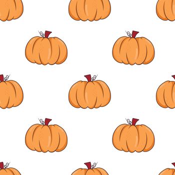 Cute simple seamless pattern with doodle flat pumpkins for thanksgiving and halloween