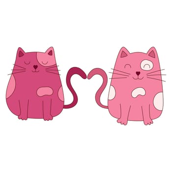 Hand drawn two loving cats for Valentine day. Design elements for posters, greeting cards, banners and invitations.