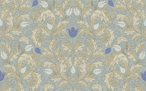 Floral vintage seamless pattern for retro wallpapers. Enchanted Vintage Flowers. Arts and Crafts movement inspired. Design for wrapping paper, wallpaper and clothes.