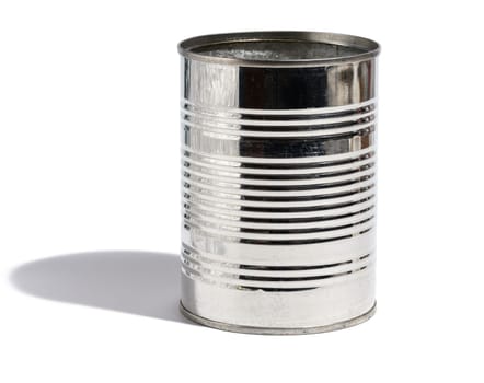 Iron can for food preservation on a white background. 