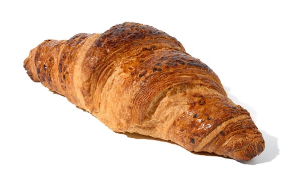Baked croissant on a white isolated background