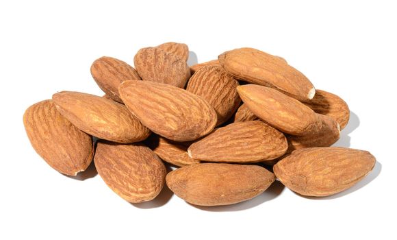 Almond kernel on a white isolated background, close up
