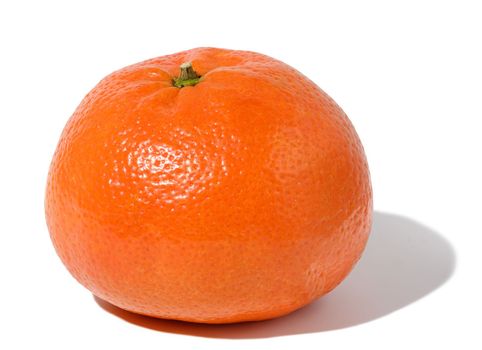 Ripe orange tangerine in peel on a white isolated background
