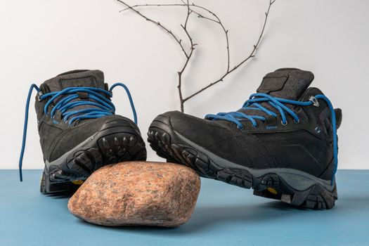 men's sports hiking boots. Leather shoes for active people.