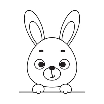 Coloring page cute little hare head. Coloring book for kids. Educational activity for preschool years kids and toddlers with cute animal. Vector stock illustration