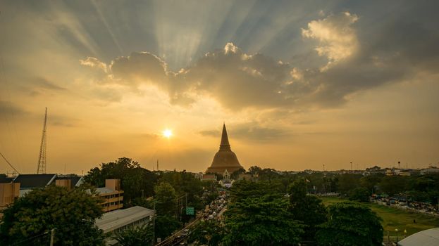 Sunset at Phra Pathom Chedi Nakhon Pathom Province, Thailand