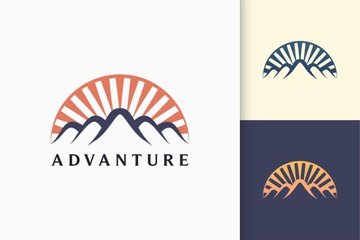 Mountain or adventure logo in modern for exploration or expedition