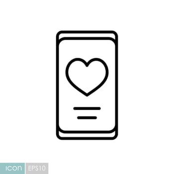 Heart smartphone icon, romantic telephone call
