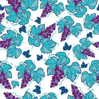 Seamless vector pattern - purple grapes on white background