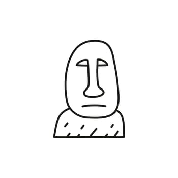 Doodle outline moai statue.