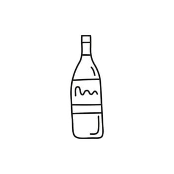 Doodle outline alcohol drink in bottle.