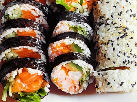Food and diet, japanese sushi in a restaurant, asian cuisine as meal for lunch or dinner, tasty recipe