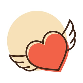 Heart with wings icon. Valentines day symbol