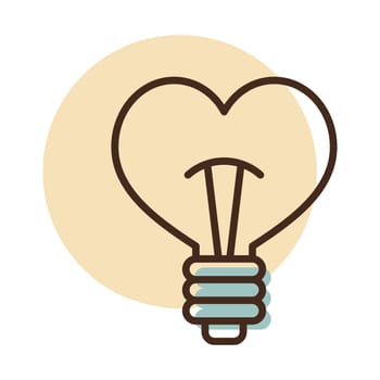 Heart shape in light bulb vector icon isolated