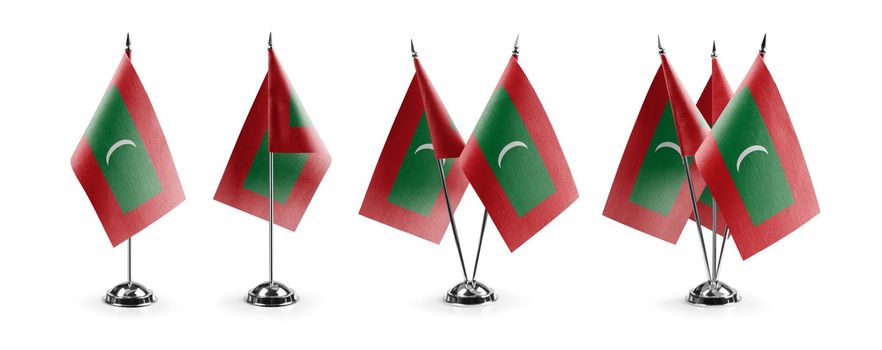 Small national flags of the Maldives on a white background