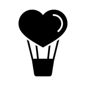 Heart air balloon vector isolated glyph icon