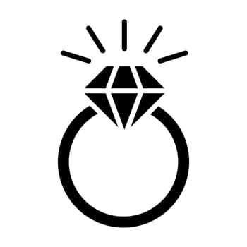 Vector wedding ring with a diamond icon