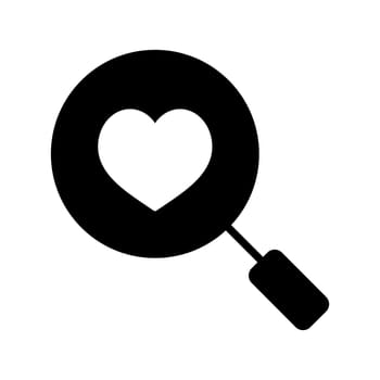 Heart search vector icon. Valentines day symbol