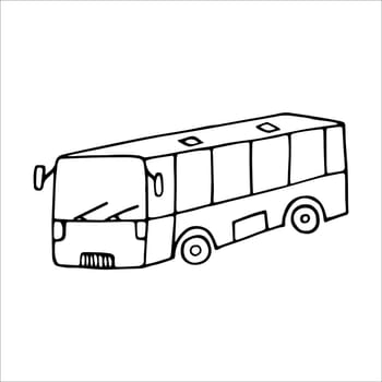 Bus doodle style vector illustration isolated on white background. Transport hand drawn graphic