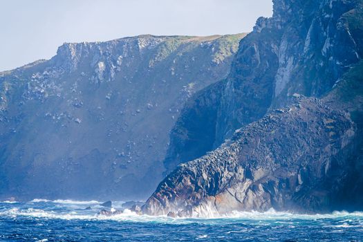 Jagged cliff face at Cape Horn on Hornos Island in Chile
