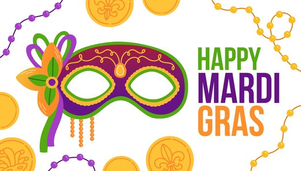 Mardi gras carnival party design. Fat tuesday, carnival, festival. For greeting card, banner, gift packaging, poster
