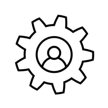 Man and cog icon in flat style