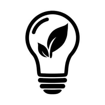 Ecological energy icon, plant in the bulb in flat