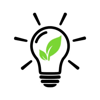 Ecology bulb with leaf icon. Energy saving lamp