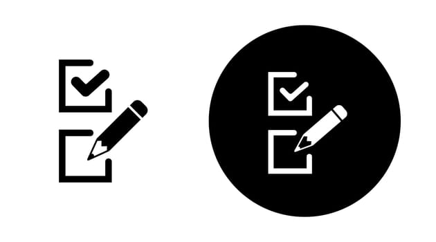 Survey icon set in flat style Questionnaire symbol