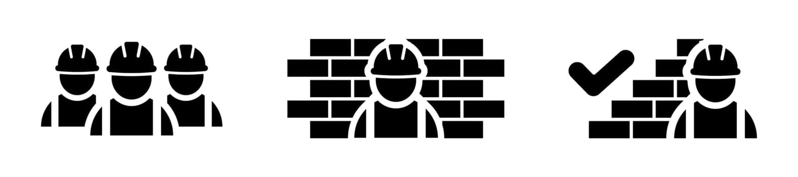 Good job of construction workers icon set in black