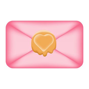 Pink envelope with a love message. Postal envelope