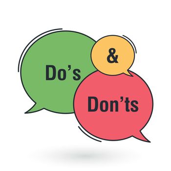 Do's and dont's speech bubble. Positive and negative symbols. Dos and donts. Vector flat illustration