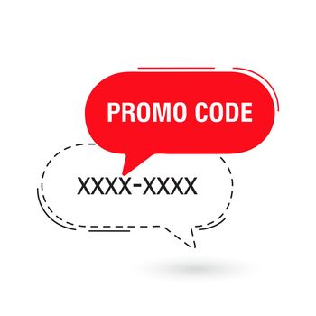 Promo code, coupon code label design. Geometric flat banner. Vector illustration
