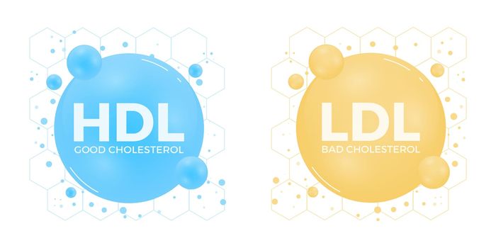 Good HDL and bad LDL cholesterol icon blood vessel density. High-density and low-density lipoprotein. Vector illustration