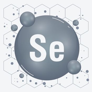 Selenium, Se minerals for health. Mineral vitamin complex. Medical and dietary supplement health care concept. Vector illustration