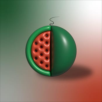 3d illustration with blowing effect. Fruit theme, watermelon image.