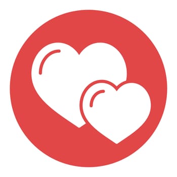 Two heart isolated vector glyph icon