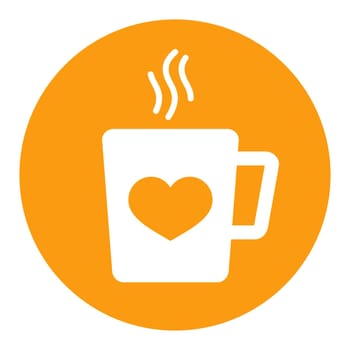 Tea cup with heart and steam vector icon