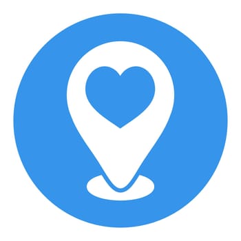 Map pointer with heart vector glyph icon