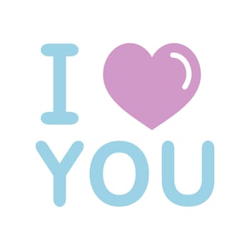 Lettering I love you vector glyph icon