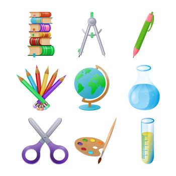 Set of stationery school items. School supplies