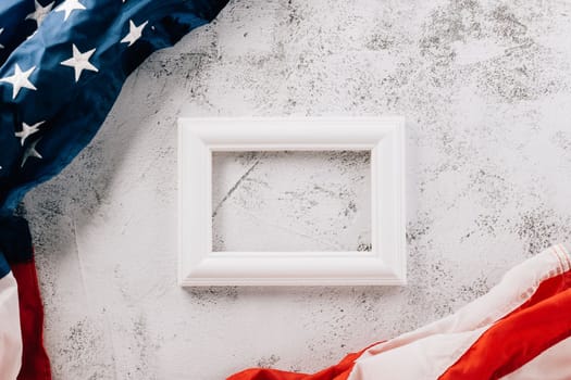flag of United States American and photo frame space