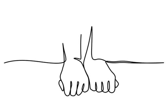 one line drawing of couple hands together illustration