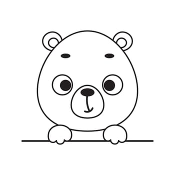 Coloring page cute little bear head. Coloring book for kids. Educational activity for preschool years kids and toddlers with cute animal. Vector stock illustration