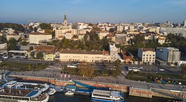 Aerial view of the old town of Belgrade.